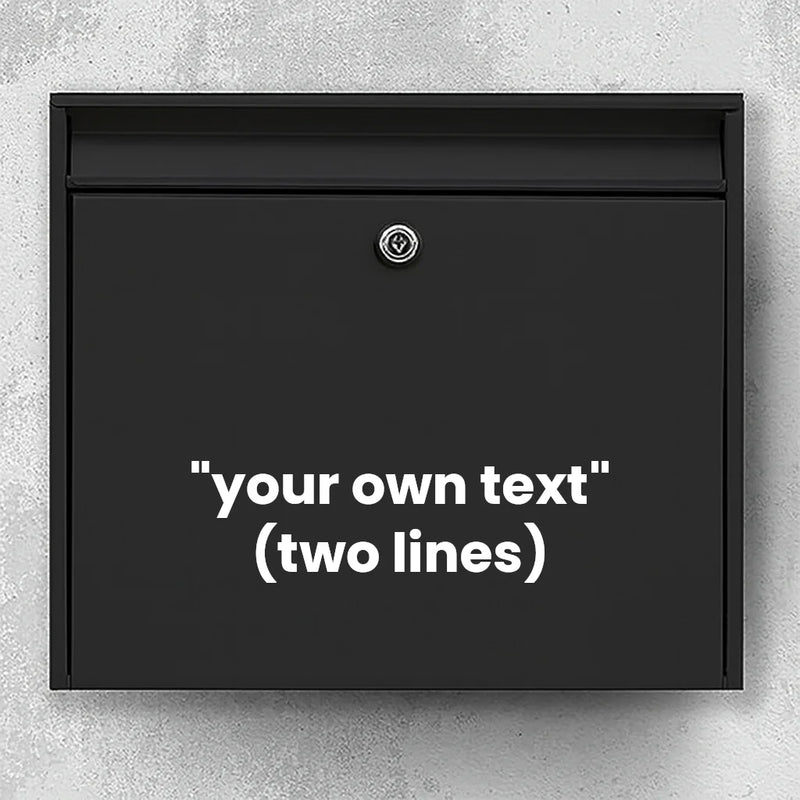 Brievenbussticker - bepaal zelf de tekst (max 30x30cm) - 2 regels