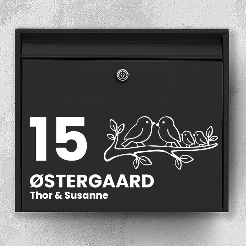 Brievenbussticker met vogels op tak