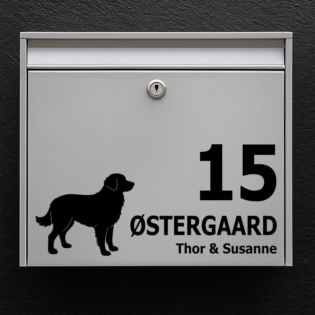 Nova Scotia Duck Tolling Retriever Silhouette brievenbussticker - gepersonaliseerd naam-/huisnummerlabel - weerbestendig vinyl