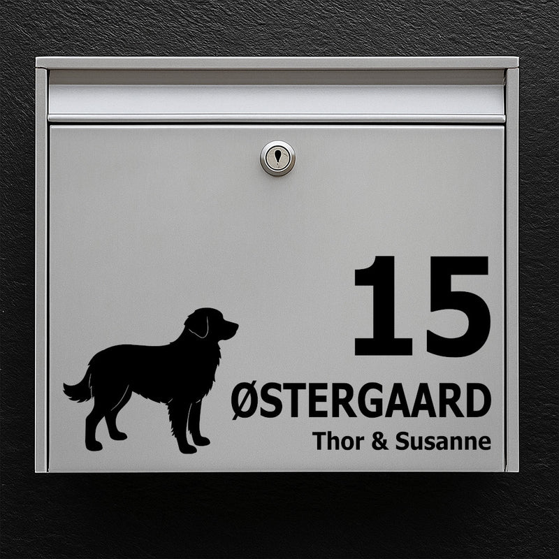 Nova Scotia Duck Tolling Retriever Silhouette brievenbussticker - gepersonaliseerd naam-/huisnummerlabel - weerbestendig vinyl