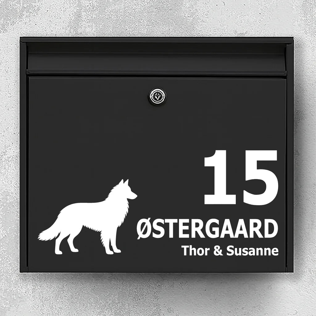 Brievenbussticker met Belgische herder (Tervueren)