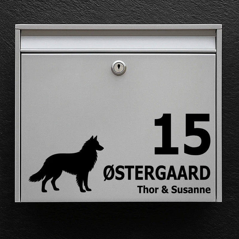 Brievenbussticker met Belgische herder (Tervueren)