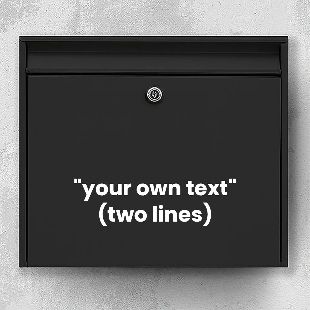 Brievenbussticker - bepaal zelf de tekst (max 30x30cm) - 2 regels