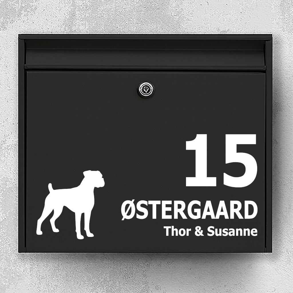 Boxer Silhouette Brievenbussticker - Gepersonaliseerd naambord en huisnummer - Weerbestendig vinyl voor buiten