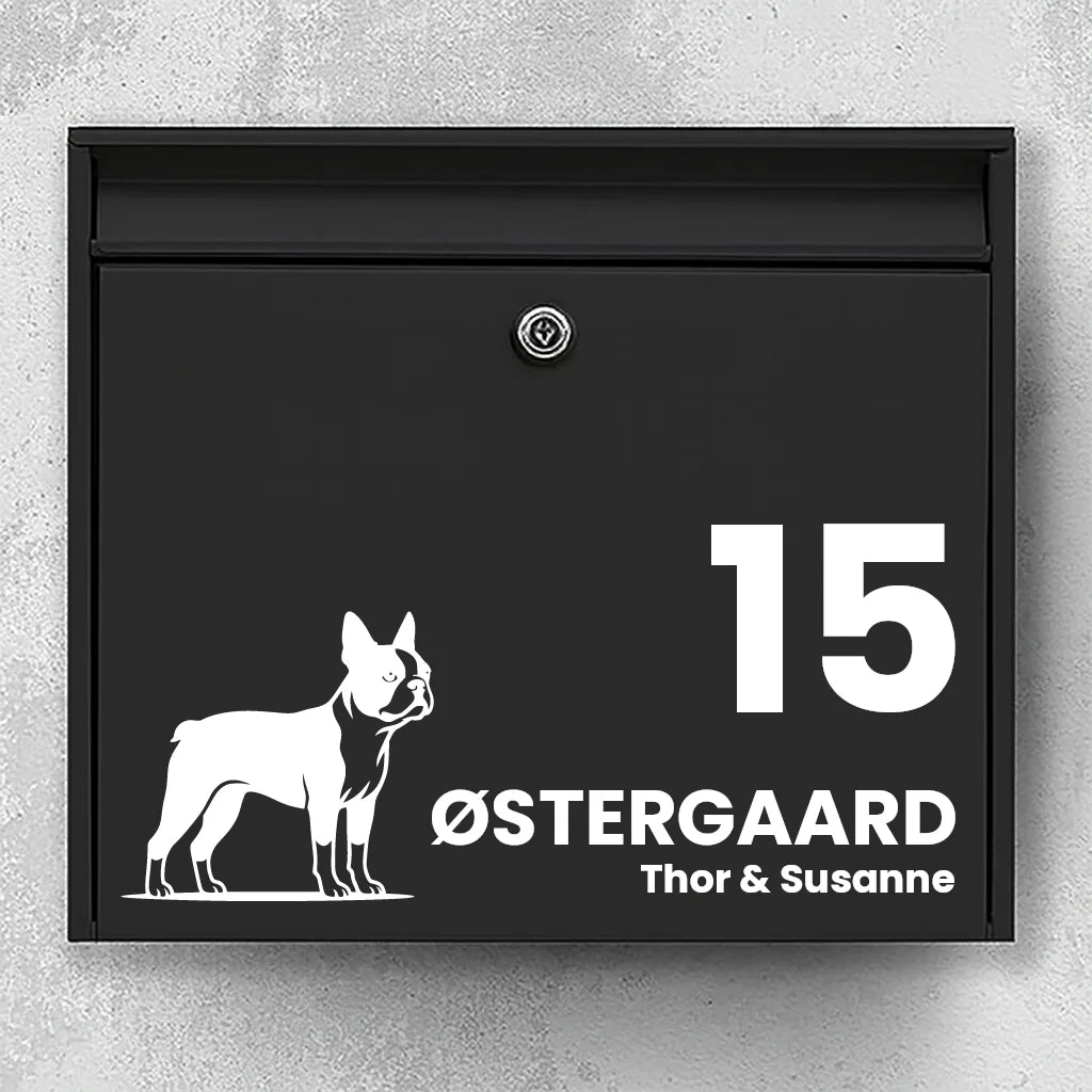 Brievenbussticker met Boston Terrier