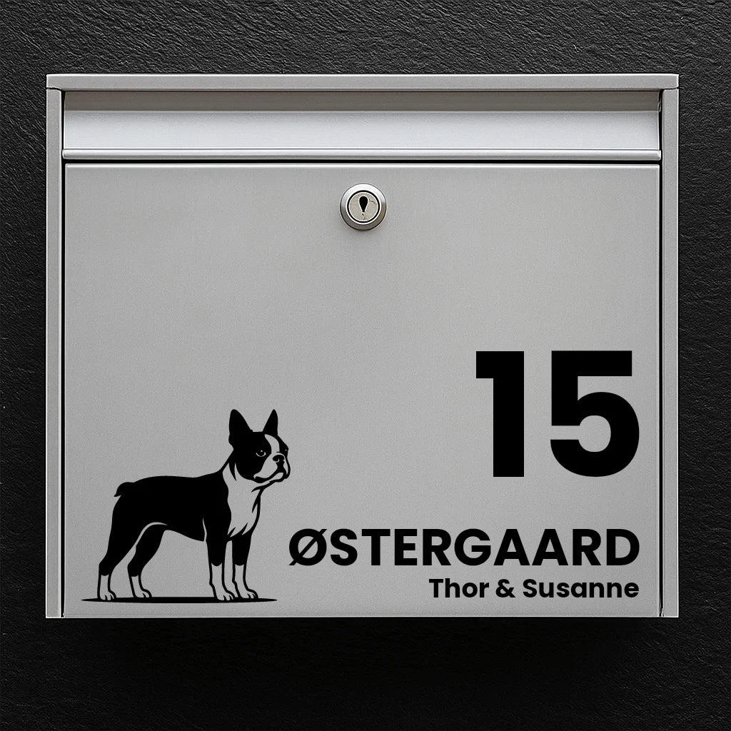 Brievenbussticker met Boston Terrier