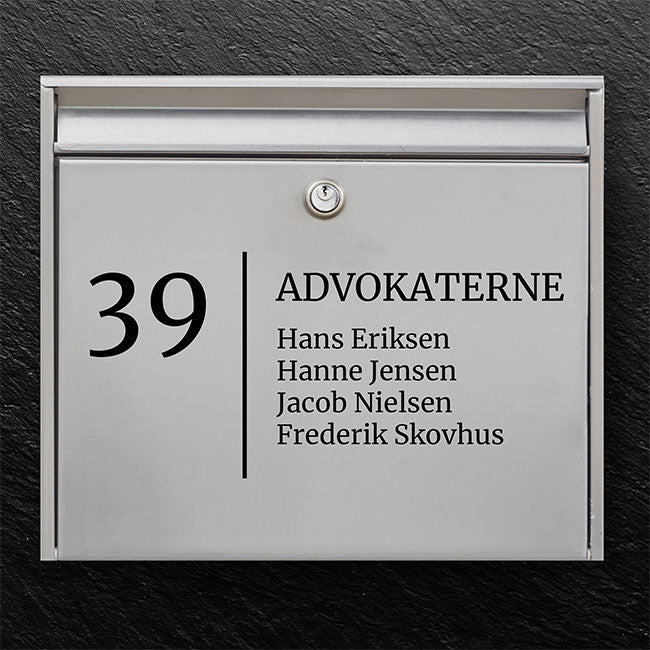 Professioneel brievenbuslabel voor op kantoor - duidelijk nummer en bedrijfsnaam met meerregelige namenlijst - robuuste buitensticker