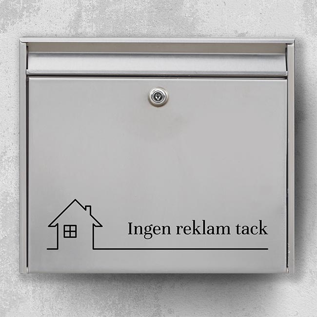 Naambord voor brievenbus zonder reclame - discreet ontwerp met huissymbool en de tekst "Geen reclame, alstublieft" - robuust buitenlabel