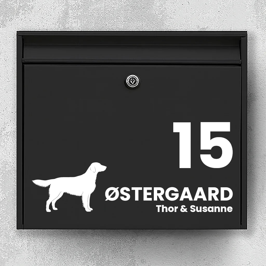Brievenbussticker met Flat Coated Retriever