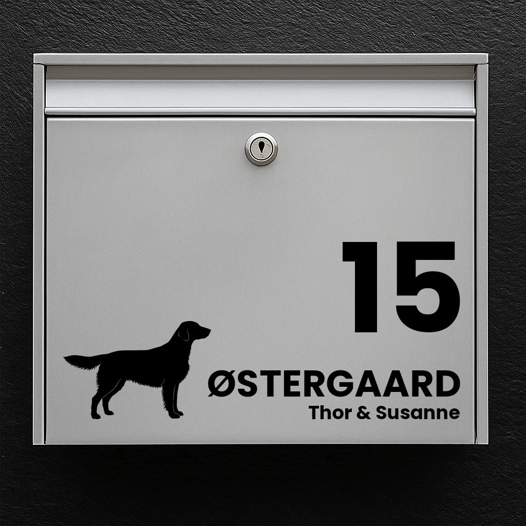 Brievenbussticker met Flat Coated Retriever