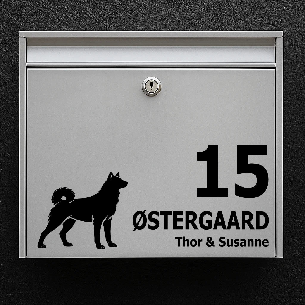 Brievenbussticker met Jämthund (Zweedse Elkhound)