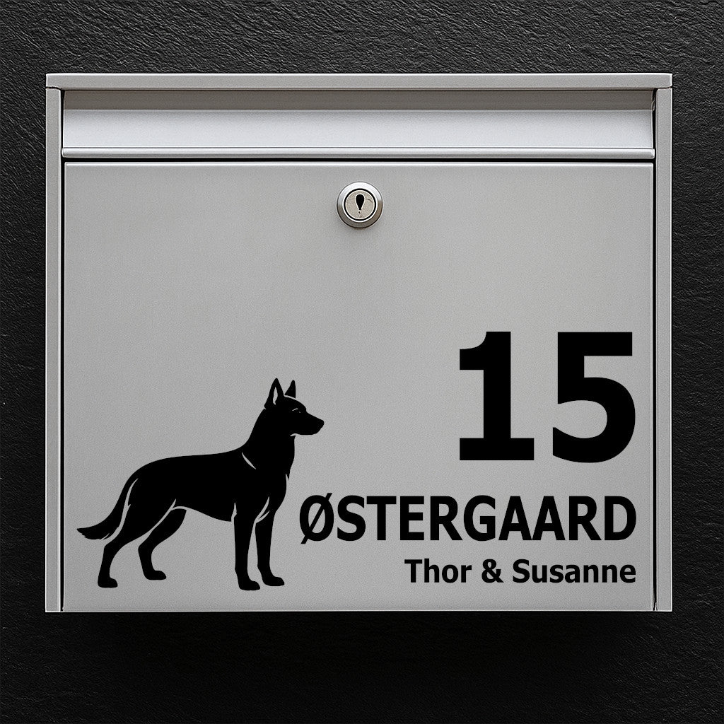 Brievenbussticker met Mechelse herder (Malinois)