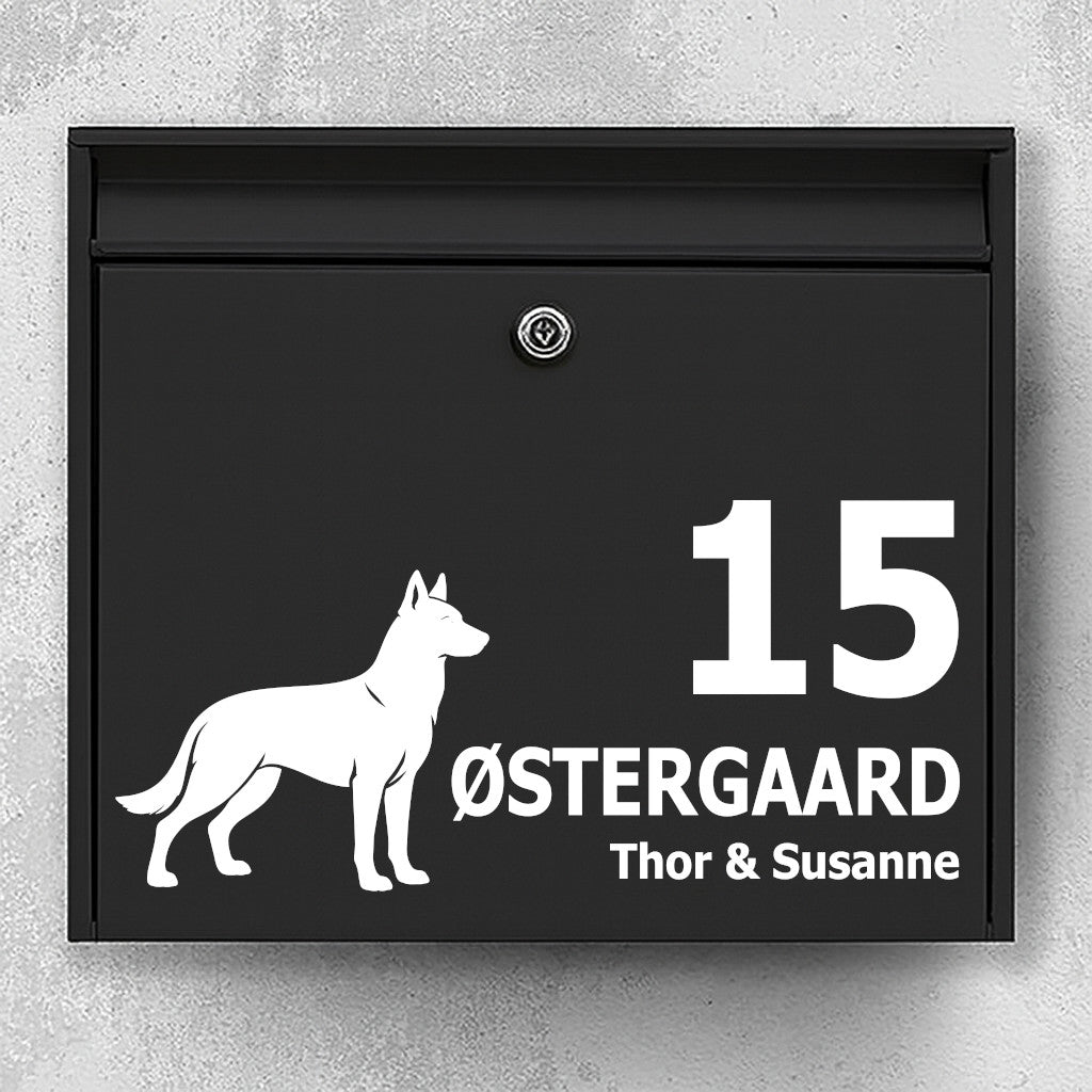 Brievenbussticker met Mechelse herder (Malinois)