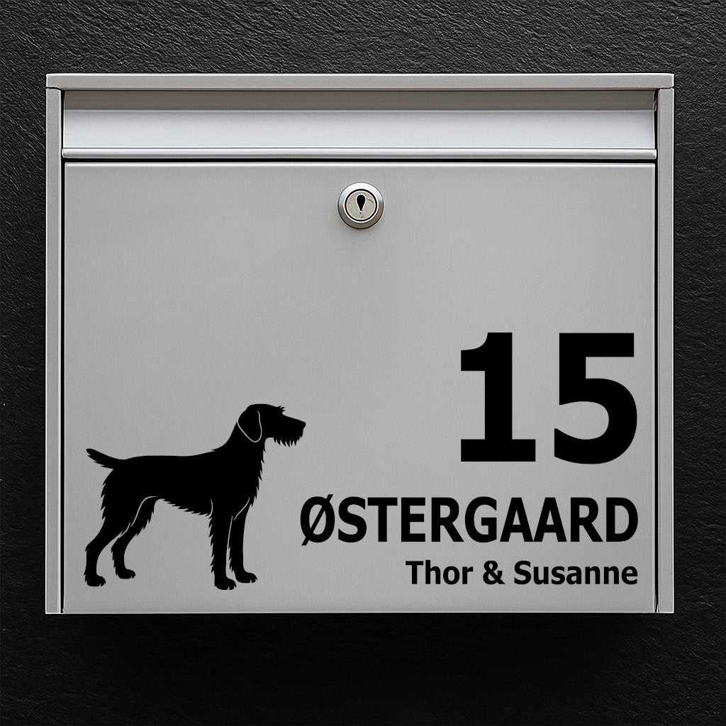 Brievenbussticker met ruwharige henhond