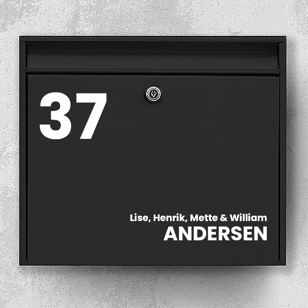 Brievenbussticker – groot huisnummer & achternaam (met voornamen)