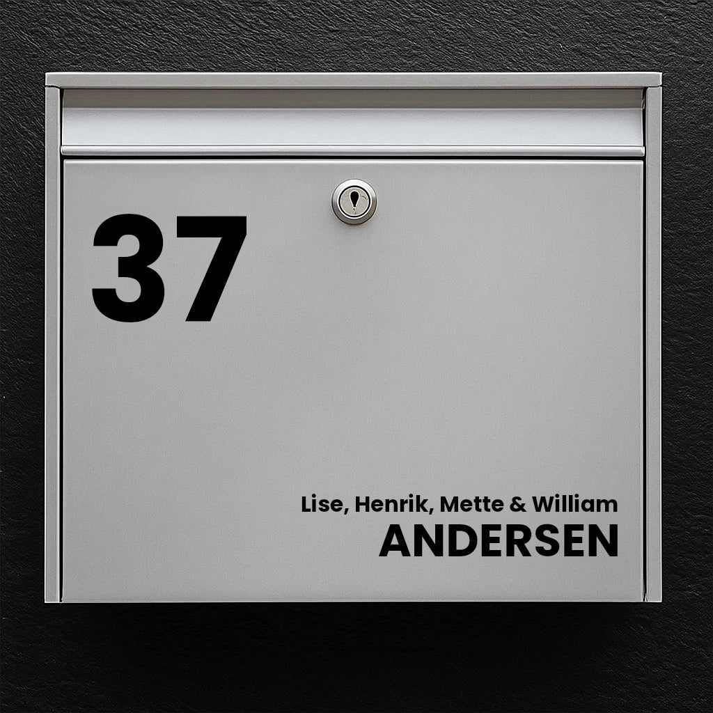 Brievenbussticker – groot huisnummer & achternaam (met voornamen)