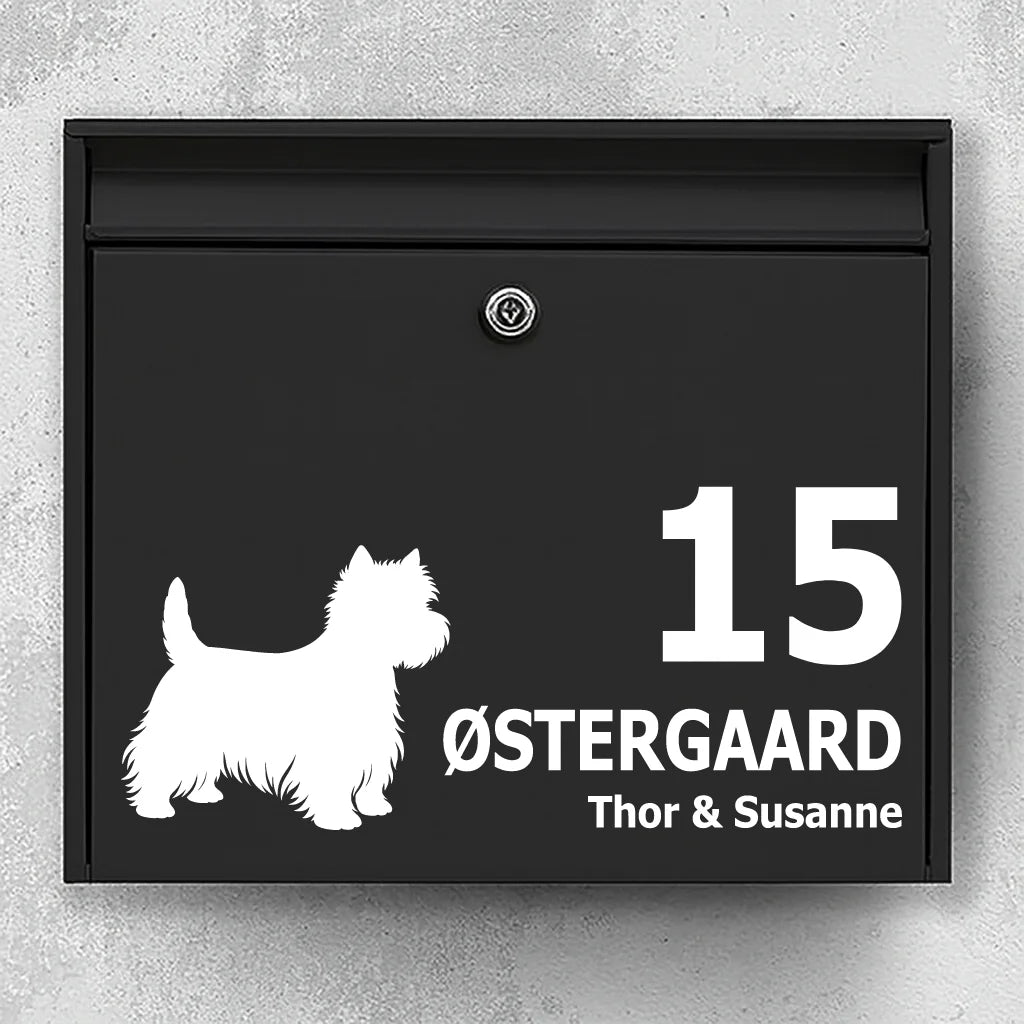 Brievenbussticker met West Highland Terrier (Westie)