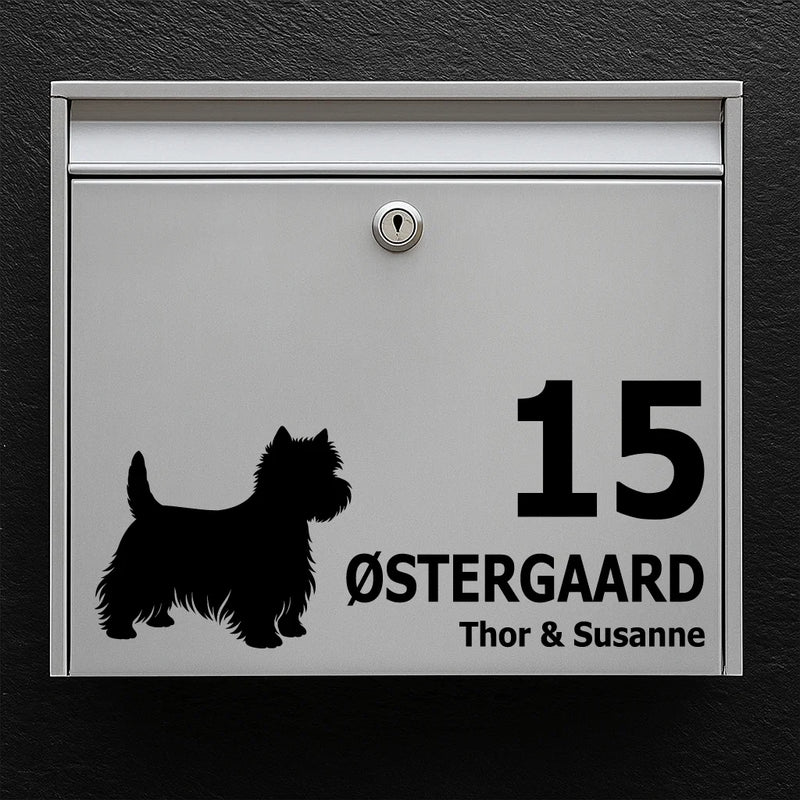 Brievenbussticker met West Highland Terrier (Westie)