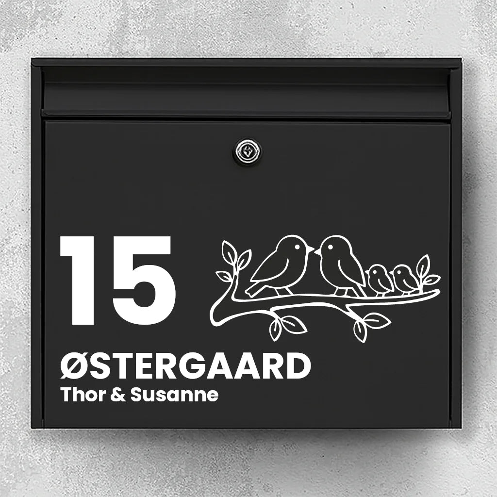 Brievenbussticker met vogels op tak