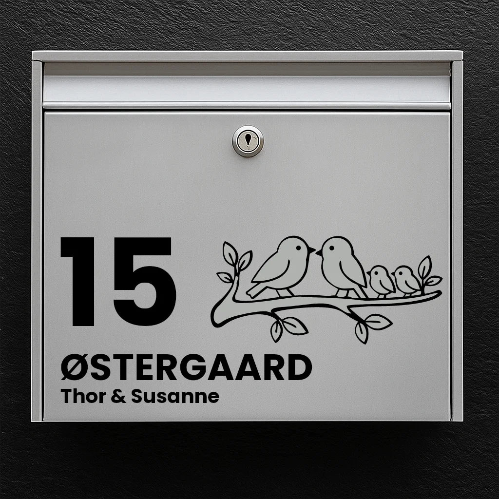 Brievenbussticker met vogels op tak